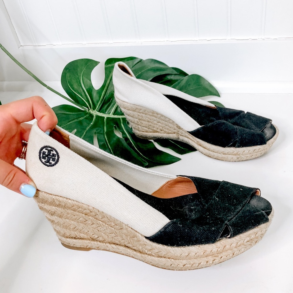 Tory Burch Filipa Peep Toe Espadrille Wedge Heels